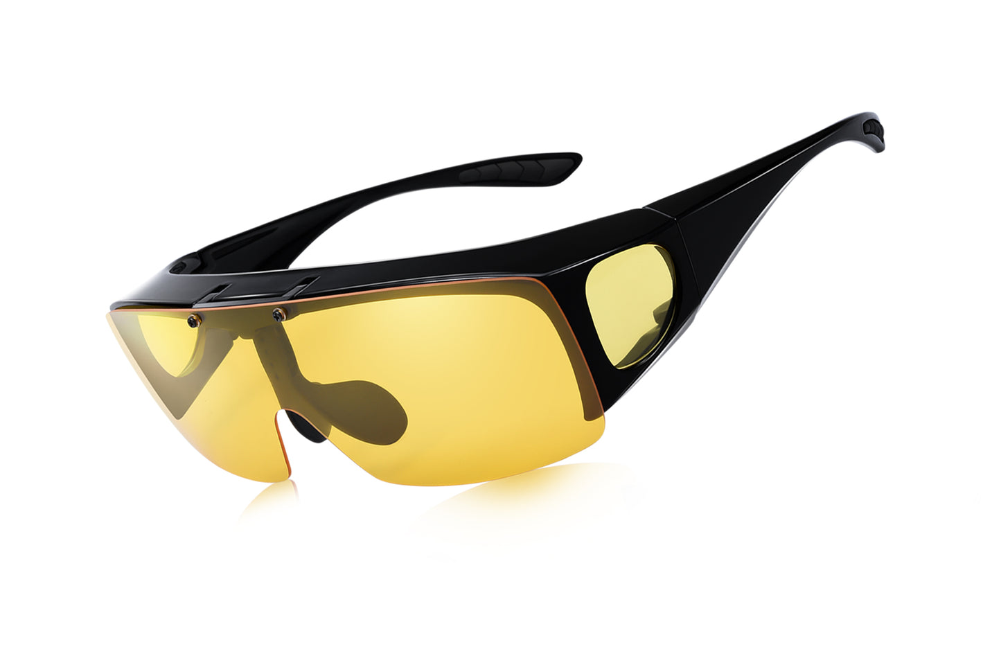 Polarized Night Driving Glasses Fit Over Sunglasses Flip Up UV400 Protection Anti Glare Yellow Lens Wear Over Glasses