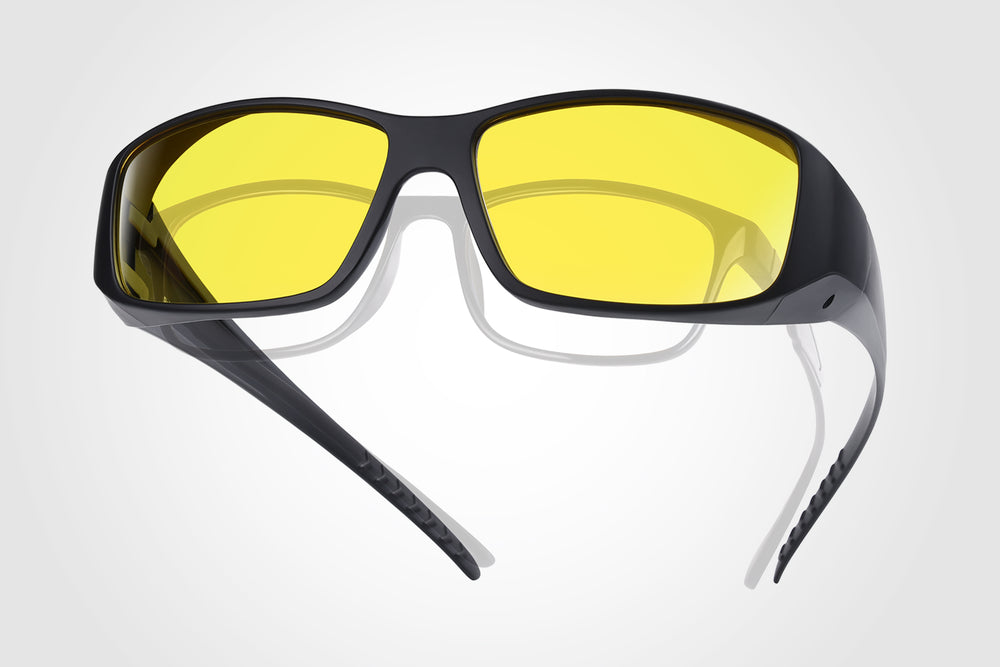 TINHAO HD Polarized Night Driving Glasses Fit Over Glasses for Men & Women Yellow Night Vision Glasses for Driving DY014