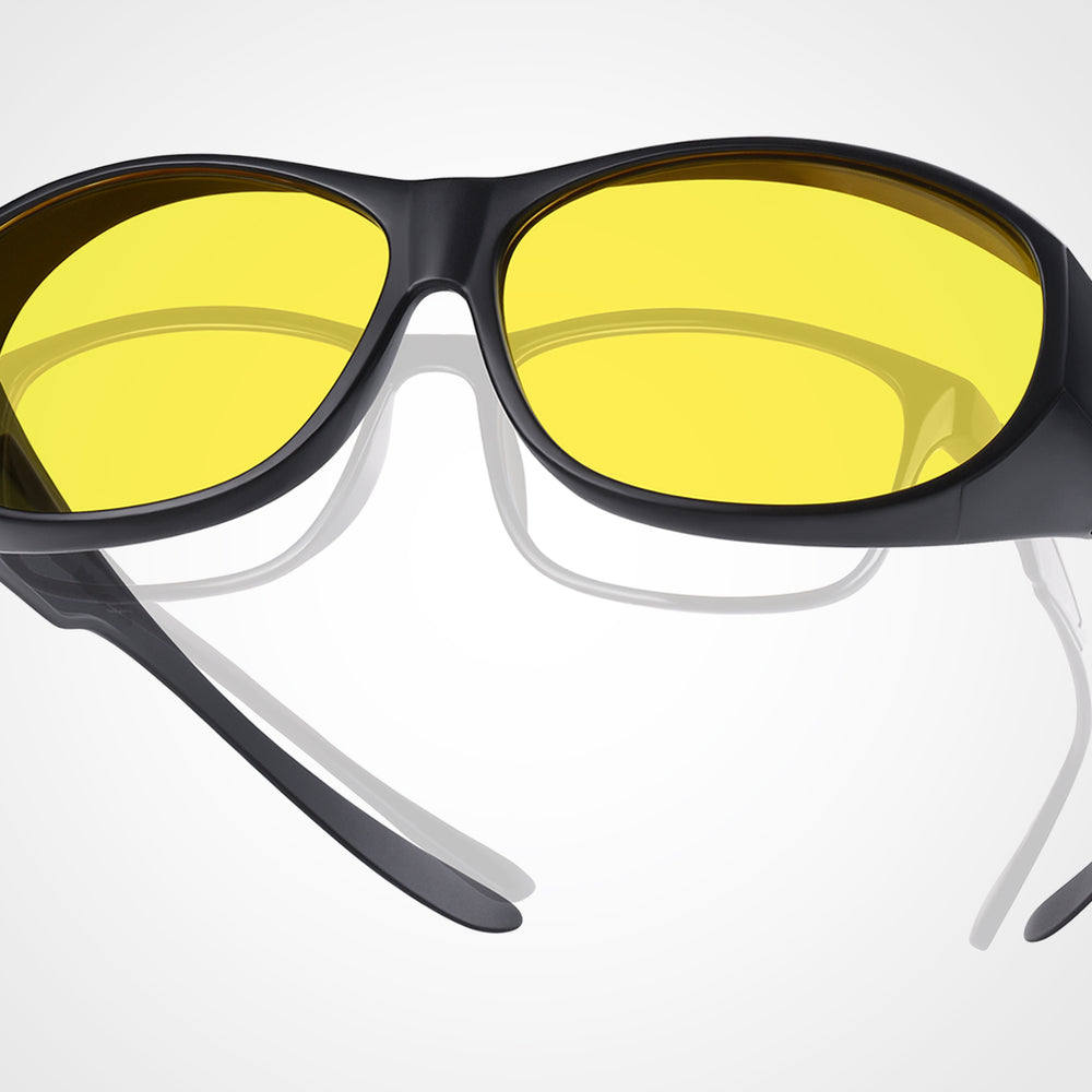 TINHAO HD Polarized Night Driving Glasses Fit Over Glasses for Men & Women Yellow Night Vision Glasses for Driving DY018