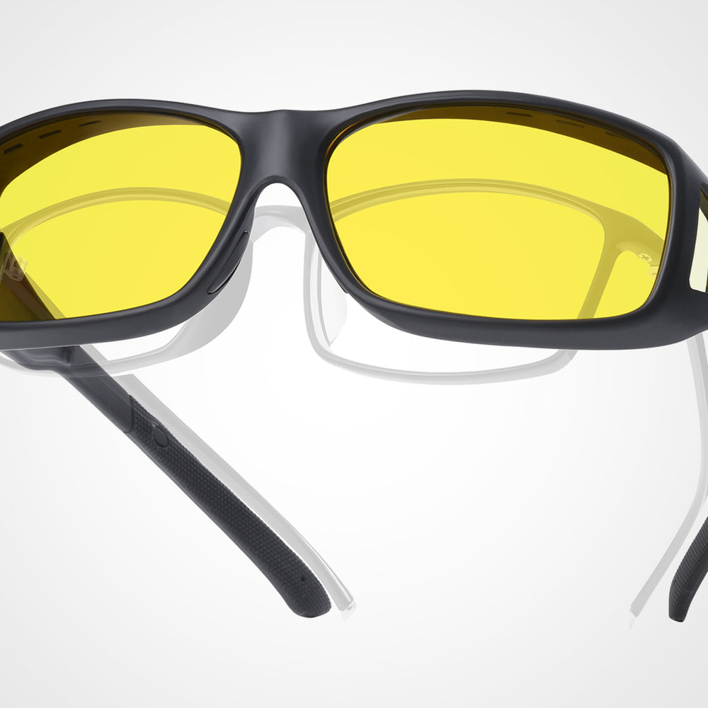 TINHAO HD Polarized Night Driving Glasses Fit Over Glasses for Men & Women Yellow Night Vision Glasses for Driving 0023