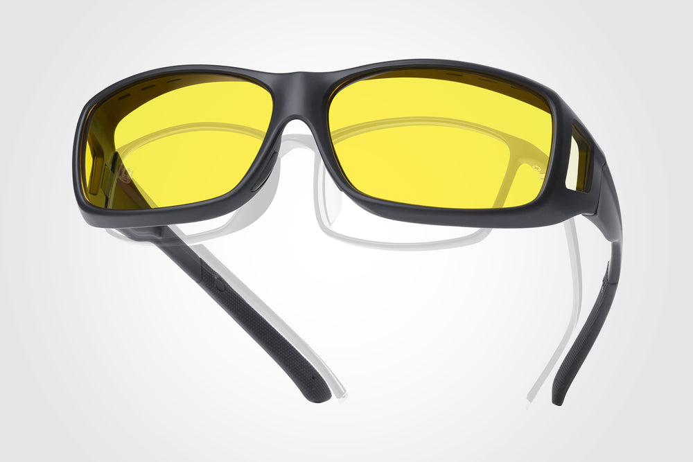 TINHAO HD Polarized Night Driving Glasses Fit Over Glasses for Men & Women Yellow Night Vision Glasses for Driving 0023