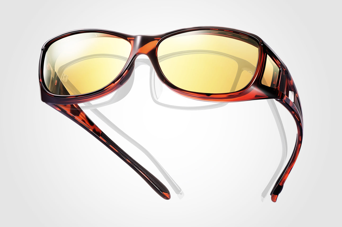 TINHAO HD Polarized Night Vision Glasses Fit Over Glasses for Men & Women Night Driving Wrap Around Glasses