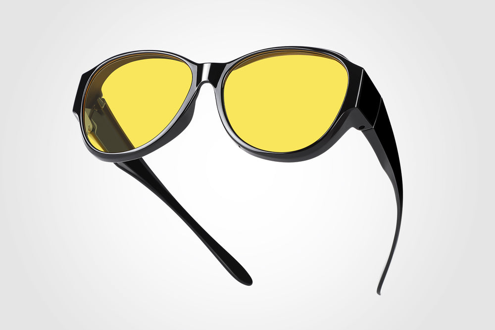 TINHAO Night Driving Fit Over Glasses Anti-Glare Night Vision Glasses for Men Women Oversized Nighttime Glasses Yellow Lens