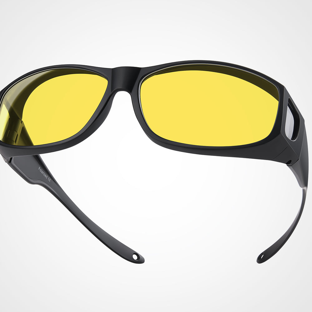 TINHAO Wrap Around Night Driving Glasses Anti Glare Night Vision Glasses for Men Women Fit Over Prescription Glasses