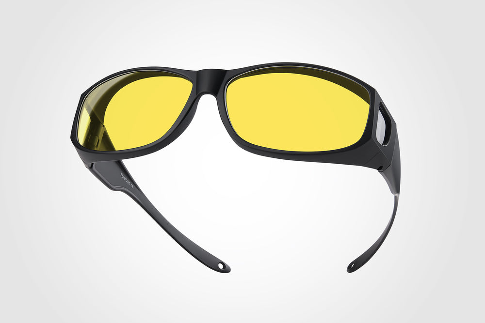 TINHAO Wrap Around Night Driving Glasses Anti Glare Night Vision Glasses for Men Women Fit Over Prescription Glasses