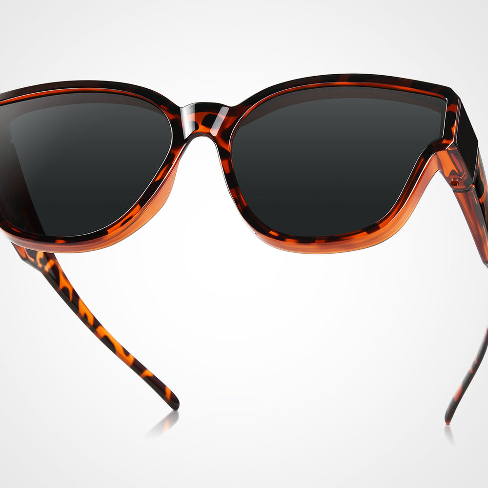 TINHAO Fit Over Glasses Sunglasses For Women Trendy Cat Eye Polarized Go Over Glass Sunglasses UV400 Protection